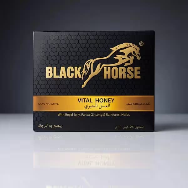 Black Horse Vital Honey box of 24 sachets, front view